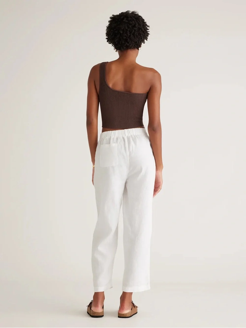 Quince Women’s 100% European Linen Pants, White, Large, Coastal Lightweight Chic